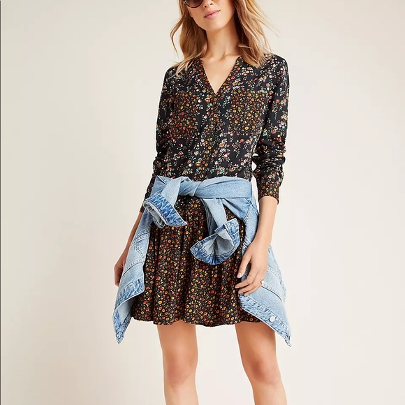 Maeve Black Floral Mini Dress - Picture 2 of 10